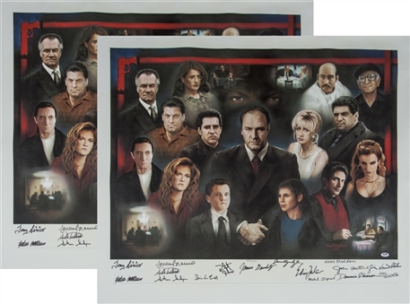 Lot of (2) Sopranos Cast Signed Canvas Pieces 42"x36" Each (PSA/DNA LOAs)